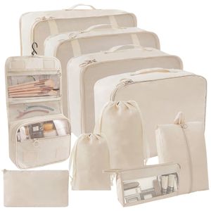 Organizador De Equipaje Para Maleta Kit X10 Beige