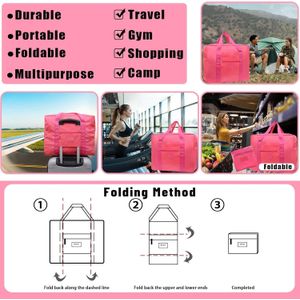Maleta Bolsa De Viaje Ligera Plegable Sencilla Semi Impermeable Rosa