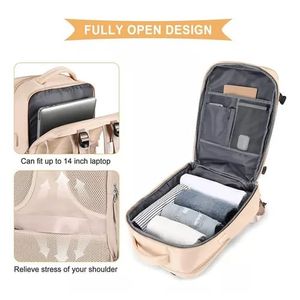Maleta Equipaje Mano Para Viaje Multifuncional Grande Beige