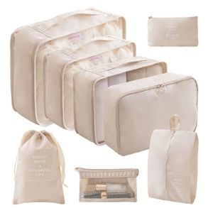Organizador De Equipaje Para Maleta Kit X8 Beige