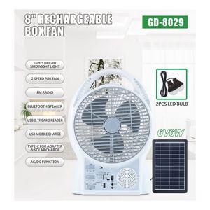 Ventilador Recargable Multifuncional Con Panel Solar Gd-8029
