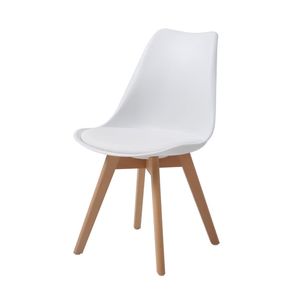 Silla Eames Moderna Acolchada Patas En Madera 78cm Blanca