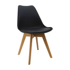 Silla Eames Moderna Acolchada Patas En Madera 78cm Negra