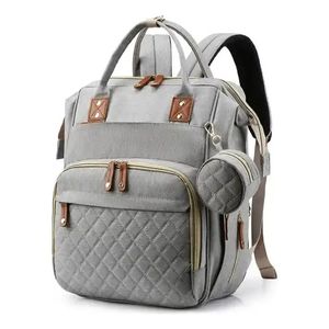 Bolso Pañalera Morral Moderno De Bebe JQ-1 Gris Claro