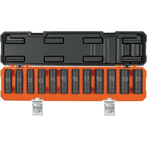 Juego 12 dados largos 1/2" impacto protección plástica 6 puntas mm Truper