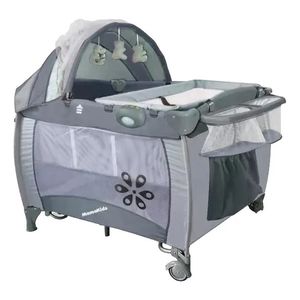 Corral Plegable Vibracion Con Toldillo Y Móvil S12-8 Gris