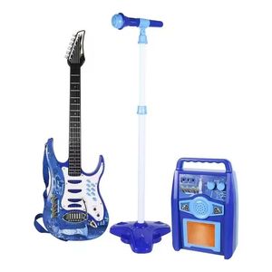 Juguete Guitarra Eléctrica Con Amplificador Micrófono Niñas HK-8010D Azul