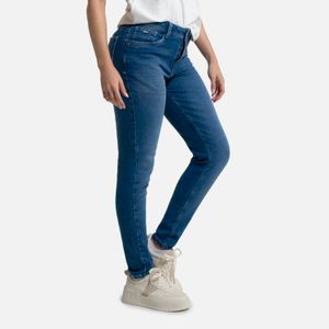 Jean Skinny Color Azul Medio Medio Para Mujer