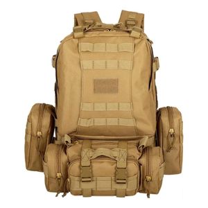 Mochila Táctica Tipo Militar 50 Litros Impermeable Piezas Removibles Arena