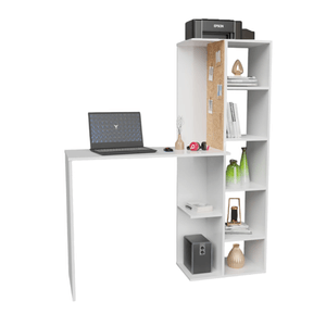 Combo Escritorio Home Con tablero de corcho + Silla Office (140x120x40) Blanco