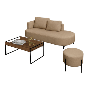 Juego de sala Dubai New Sofa+Mesa de centro+Puff  (70x160x70) Beige