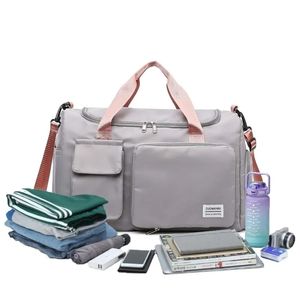Maleta Deportiva Bolso Para Viaje Multifuncional Rosa Con Gris