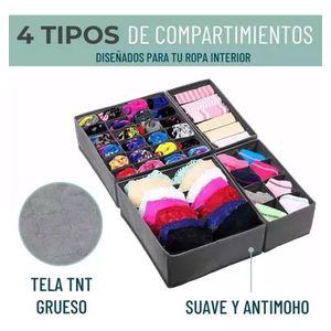 Organizador De Ropa Interior Y Medias Divisor Cajones Set X4