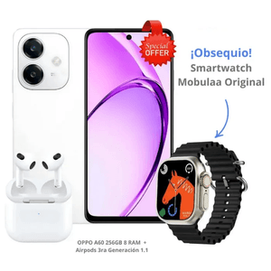 Celular OPPO A60 256GB 8GB RAM + Airpods 3ra Generación 1.1 + Obsequio SmartWatch Mobulaa
