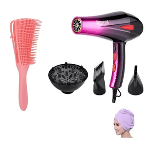 Combo Secador Bopai 4000w Difusor+ Cepillo Cabello Rizado Ondulado + Obsequio Innovo
