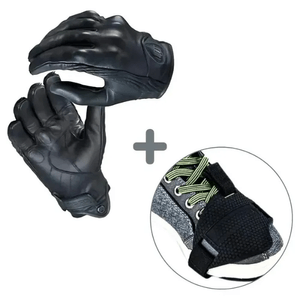Combo Guantes Para Moto Icon Persuit Liso + Protector Para Zapato Moto Innovo Bike