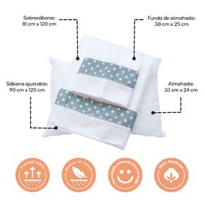 Set de sábanas y almohada - Gris
