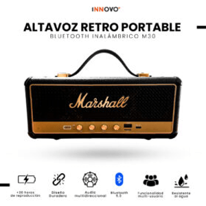 Parlante Bluetooth Sonido Potente USB Mp3 Fm Innovo Marshall Clasic Negro