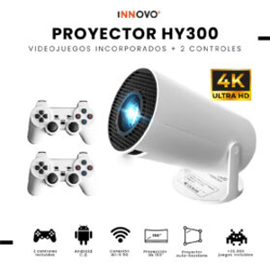 Proyector Innovo Hy Android 4k 200 Pulgadas Smart Tv + 2 Controles Gaming Netflix Youtube Prime Disney