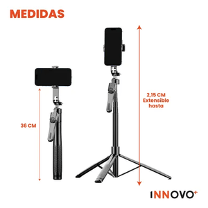 Trípode Palo Selfie Extra Largo 215 Cm Bluetooth Profesional Innovo