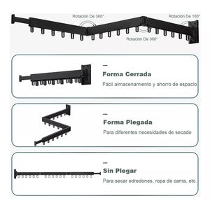 Tendedero De Ropa Plegable Ajustable Negro