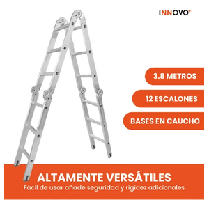 Escalera Todo En 1 Multifunción 12 Pasos Ajustable Innovo Craf Resiste 150 Kilos Multifuncional