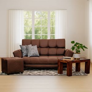 Sofa Cama Ocean Sintetico Cafe Con Puff