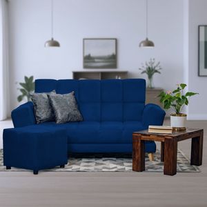 Sofa Cama Ocean Azul Con Puff