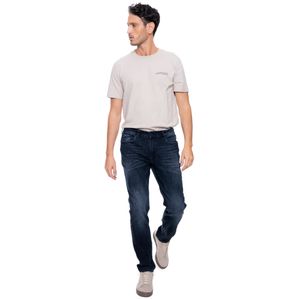 Regular Fit Jeans Tono Oscuro Con Desgastes
