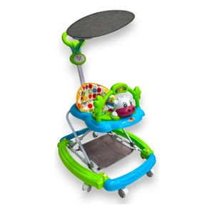 Caminador Musical Luces Tapete Con Guia Mecedor Vaquita 341-1 Azul