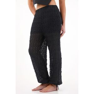 Pantalón jogger con tiras que anudan negro para mujer