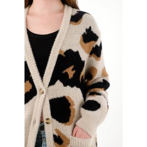 Buzo afelpado oversize de animal print para mujer