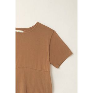 Camiseta con corte tipo corsé café para mujer