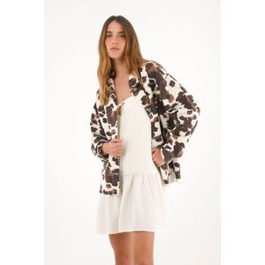 Chaqueta cow print de botones para mujer