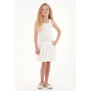 Vestido corto tipo globo superior en rib crudo para niña