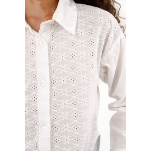 Camisa clásica con ojalillo blanca para niña