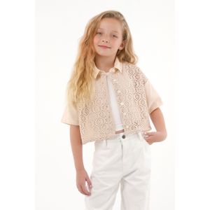 Camisa manga corta crudo para niña