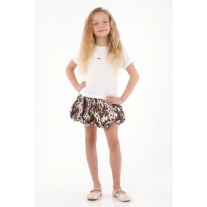 Falda corta tipo globo con estampado animal print para niña