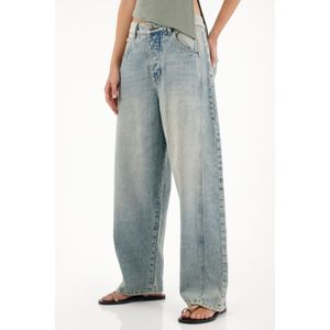 Jean Horseshoe de tiro bajo con efecto vintage para mujer