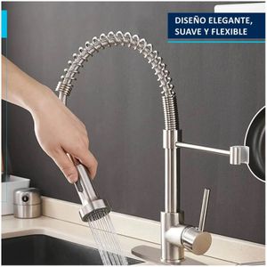 Llave Monomando Lavaplatos Flex Griferia Cocina - Plateado Premium