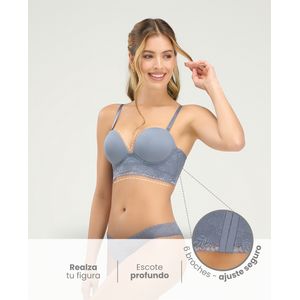 Brasier Tipo Balconette Escote Profundo Gris 49450