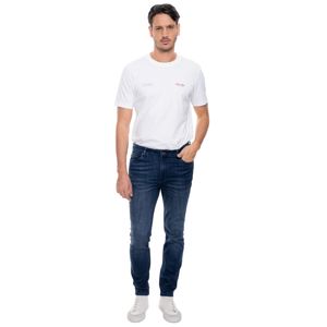 Skinny Fit Jeans Tono Oscuro Con Desgastes