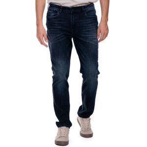 Regular Fit Jeans Tono Oscuro Con Desgastes