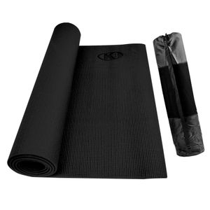 Tapete Yoga Mat K6 Fitness 5 mm con Bolso Color Negro Antideslizante y Portátil