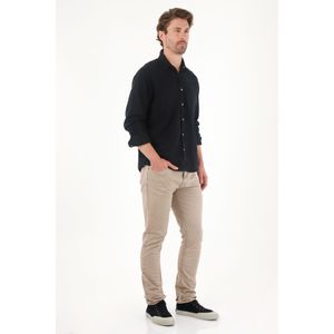 Camisa en dril liviano manga larga negra para hombre