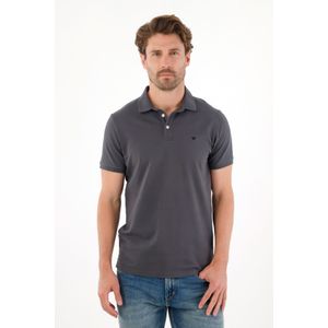 Polo en tela piqué licra gris para hombre
