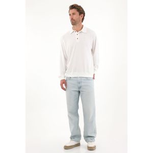 Buzo tipo polo con raqueta bordada crudo para hombre