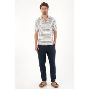Camisa tipo bowling preteñida a rayas para hombre