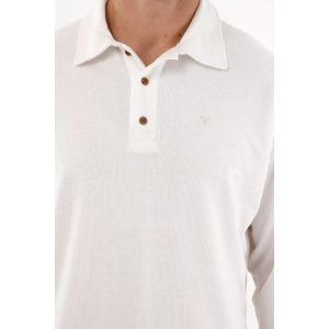 Buzo tipo polo con raqueta bordada crudo para hombre