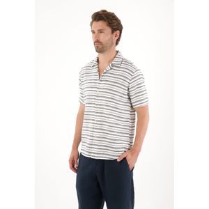Camisa tipo bowling preteñida a rayas para hombre